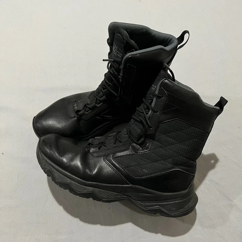 Under Armour Mens Black Stellar G2 3024946-100 Lace Up Tactical Boots Size 10